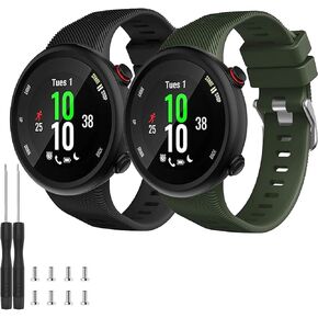 2 Pack Waterproof Band Compatible with Garmin Forerunner 45 Watch Band, Soft Silicone Sport Replacement Watch Band for Women Men