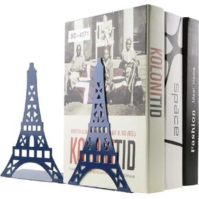 One Pair Creative Paris Eiffel Tower Book Organizer Metal Bookends for Kids School Library Desk Study Home Office Decoration Gift (Black)