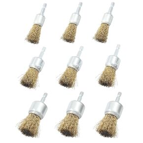 Hordion 9 Pcs Wire Wheel Brush, 0.8" 1" 1.2" Metal Drill Brush 1/4" Hex Shank Die Grinder Wire Brush Set for Rust Removal Scrub Surfaces