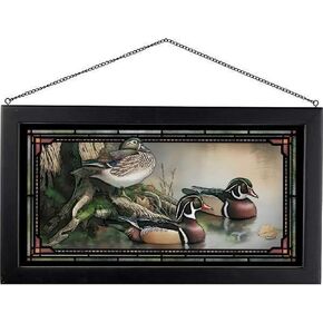 Wild Wings 5386500028 Stained Glass Art, 23-inch Width (Backwater Wood Ducks)