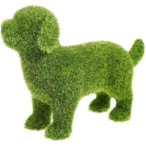 MAGICLULU Artificial Moss Rocks, Dog Shape Faux Green Moss Covered Stones, Dog Topiary, Flocked Puppy Ornament Green Fuzzy Flocked Animals Turf Grass Animal Flocking for Home