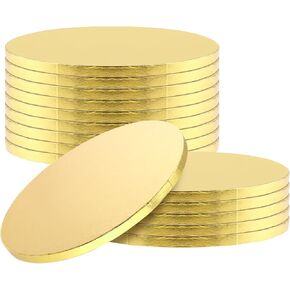 MANCHAP 15 PCS 12 Inch Cake Board Drums, Gold Flat Cake Drums, Corrugated Paper Board Golden Cake Boards Rounds for Cake, Pizza