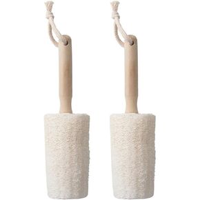 2Pcs 8.46 Inches Loofah Cup Brush with Wooden Handle Home Kitchen Bottle Cup Bowl Pot Cleaning Brush Scrubber for Water Bottles, Glasswares, Mugs, Dishes