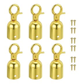 PATIKIL 0.8"x2" Stanchion Rope End Stopper, 6 Pack Cord End Caps Barrier Rope End Cap Snap Hooks for Crowd Control Queue Divider, Silver