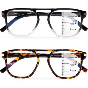 LianSan 2Packs Premium No-line Progressive Multifocal Reading Glasses for Women Men - Invisible Multifocus Computer Readers(Multicolor P,2.5x)