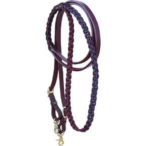 CHALLENGER Horse Western 8' Braided Latigo Leather Barrel Contest Reins 6693