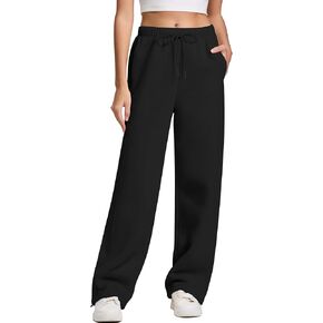 IWD Women's Wide Leg Sweatpants Fleece Lined Baggy Lounge Pants High Waisted Athletic Joggers with 3 Pockets
