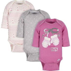 Gerber Baby-Girls 3-Pack Long-Sleeve Onesies Bodysuit
