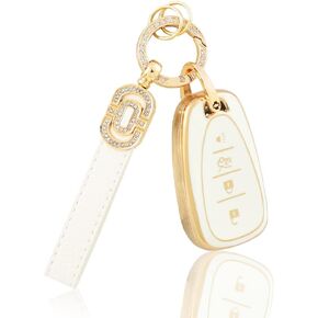 for Chevy 4 Button Key Fob Cover Cute Bling Key Chain Protector for Chevrolet Accessories Cruze Equinox Camaro Blazer Malibu Traverse Key Case Shell Women TPU Silver