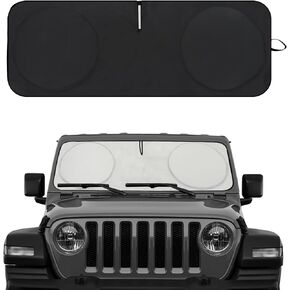 Big Ant Windshield Sun Shade,American Flag Car Sun Shade for Rubicon Sahara TJ JK JKU 2 Door & 4 Door, UV Rays Blocker Sun Visor Shade Keep Vehicle Cool,Black
