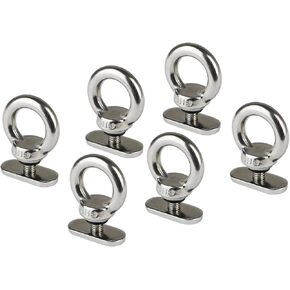 Kayak Tie Down Eyelet Stainless Steel Kayak Track Mount Tie Down Eyelet Rail Rail Mount Screw Accessory for Kayak Canoe Boat Bungee Cord Ropes Marine Hardware, 6Pcs