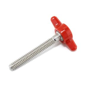 #10-24 x 1-1/2" Thumb Screw Stainless Steel - Red Tee Wing Plastic Knob - Standard/Coarse Thread ThumbScrew - Length: 1.500" - Proudly Built in USA - Package of (4)