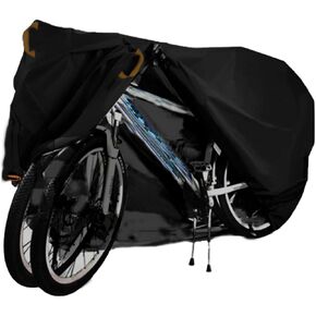 Bike Cover for Transport 2 Bike up to 26",600D Heavy Duty Waterproof Bicycle Covers for 2 Bikes on Rear Bike Rack,Outdoor Rain Dust Sun Proof with Lock Hole Windproof Buckle Bike Cover