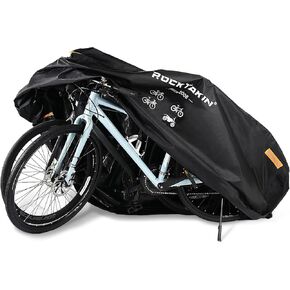 Bike Cover for 2 or 3 Bikes Outdoor Waterproof, 300D Oxford Heavy Duty Bicycle Cover Rain Dust UV Wind Proof Bike Tarp with Reflective Strips Storage Bag for Mountain Road Electric Bike