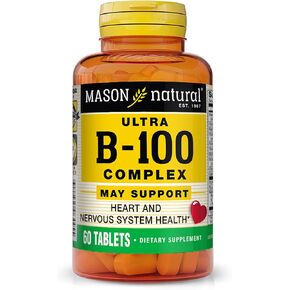 MASON NATURAL Ultra B-100 Complex - Healthy Heart and Nervous System, Improves Immune Function and Energy Metabolism, 60 Tablets
