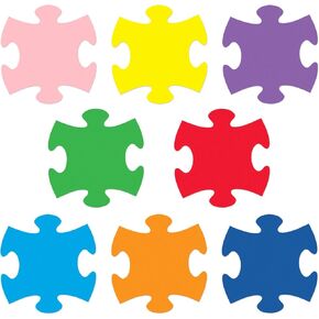 MixTeach 200 Pcs Puzzle Pieces Cutouts Paper Puzzle Accents Cutouts 4 Inch Puzzle Shapes Die Cut Paper Classroom Decorations for Birthday Party Bulletin Board School Craft Projects Party Supplies