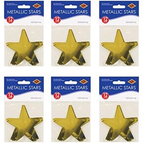 Beistle S57027-GDAZ6 Metallic Star Cutouts, 72 Piece, 3.5", Gold