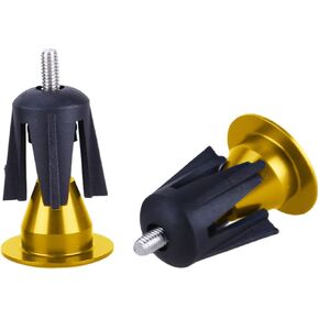 2 Pack Aluminum Bike Handlebar End Plugs Bike Bar End Grips Expanding Locking Bar End Caps Expandable Adjustable Locking End Caps for Drop Bars-Gold