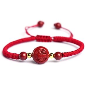 Chinese Zodiac Bracelet Red String Feng Shui Bracelet Tai Sui Amulet (A, Goat)