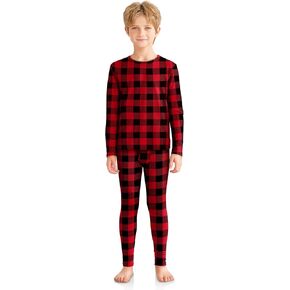VZV Kids Thermal Underwear Set, Boys Long Underwear Set, Fleece Lined Base Layers Top and Bottom Set for Skiing, Cold Weather