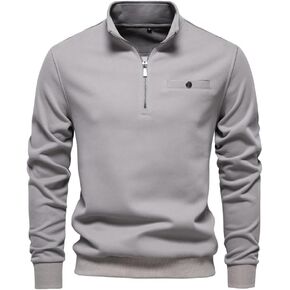 Mens Quarter-Zip Pullover Sweatshirt Mock Neck Stand Collar Light Weight Sweatshirt Men