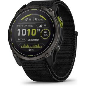 Garmin Enduro™ 3 – 51 mm, Solar, Sapphire, Ultraperformance GPS Smartwatch, Extreme Battery Life, Detailed Mapping, Built-in LED Flashlight, Carbon Gray DLC Titanium with Black UltraFit Nylon Strap