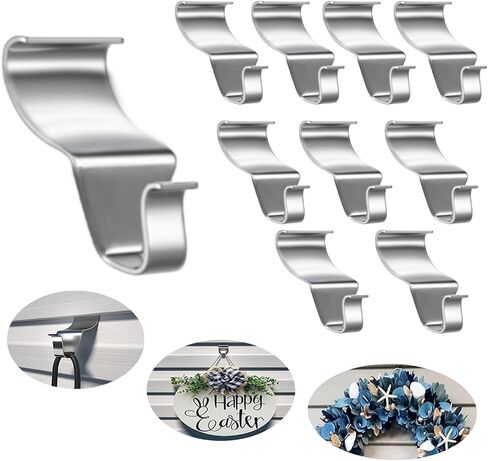 Vinyl Siding Hooks (10 Pack), Heavy Duty Siding Clips, Siding Hooks, No Hole Needed No Damage Vinyl Siding Hanger, Outdoor Hook Hang for Hanging Wreath for Horizontal Gap Vinyl Siding (10 pack) in Saudi Arabia