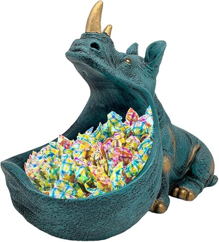 aboxoo وحيد القرن تمثال ديكور المنزل تمثال الراتنج طبق الحلوى مضحك، وعاء المفاتيح، منحوتة الفم الكبير الجدول الفن الديكور أشتات حاوية تخزين مربع، مكتب مكتب، غرفة المعيشة (الضوء الأزرق) in Kuwait