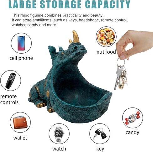 aboxoo وحيد القرن تمثال ديكور المنزل تمثال الراتنج طبق الحلوى مضحك، وعاء المفاتيح، منحوتة الفم الكبير الجدول الفن الديكور أشتات حاوية تخزين مربع، مكتب مكتب، غرفة المعيشة (الضوء الأزرق) in Kuwait