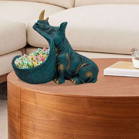 aboxoo وحيد القرن تمثال ديكور المنزل تمثال الراتنج طبق الحلوى مضحك، وعاء المفاتيح، منحوتة الفم الكبير الجدول الفن الديكور أشتات حاوية تخزين مربع، مكتب مكتب، غرفة المعيشة (الضوء الأزرق) in Kuwait