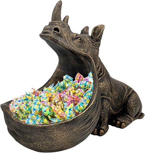 aboxoo Rhino Statue Home Decor Resin Figurine Funny Candy Dish,Key Bowl,Big Mouth Sculpture Table Art Decoration Sundries Container Storage Box,Office Desk,Livingroom(Light Blue) in Saudi Arabia