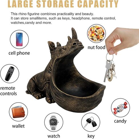 aboxoo Rhino Statue Home Decor Resin Figurine Funny Candy Dish,Key Bowl,Big Mouth Sculpture Table Art Decoration Sundries Container Storage Box,Office Desk,Livingroom(Light Blue) in Saudi Arabia