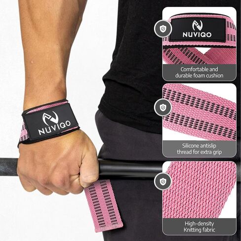 9 Pcs Gym Accessories Set Featuring Barbell Pad with 2 Safety Straps - 2 Ankle Straps for Cable Machine - 2 Weight Lifting Straps - Hip Resistance Band - Carry Bag for Hip Thrust Pad in Kuwait