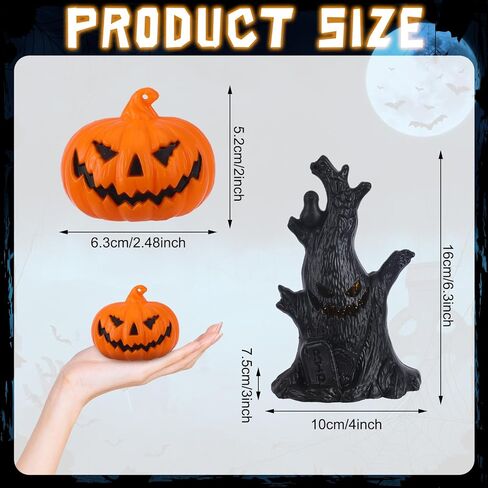 7 قطع من فانوس الهالوين جاك أو فانوس اليقطين ضوء شجرة مخيفة، قرع بلاستيكي مخيف، فانوس شجرة ميتة يضيء اليقطين للأماكن الداخلية والخارجية، ديكورات حفلات منزل الشرفة in Kuwait