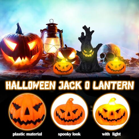 7 قطع من فانوس الهالوين جاك أو فانوس اليقطين ضوء شجرة مخيفة، قرع بلاستيكي مخيف، فانوس شجرة ميتة يضيء اليقطين للأماكن الداخلية والخارجية، ديكورات حفلات منزل الشرفة in Kuwait