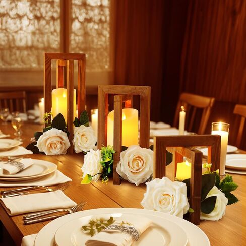 12 قطعة من قطع مركزية للزفاف من OurWarm للطاولات، قطع مركزية خشبية قابلة للطي للطاولات المركزية لحفلات الزفاف، فوانيس ريفية بنية للقطع المركزية لتزيين حفلات الزفاف in Kuwait