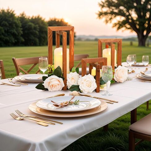 12 قطعة من قطع مركزية للزفاف من OurWarm للطاولات، قطع مركزية خشبية قابلة للطي للطاولات المركزية لحفلات الزفاف، فوانيس ريفية بنية للقطع المركزية لتزيين حفلات الزفاف in Kuwait