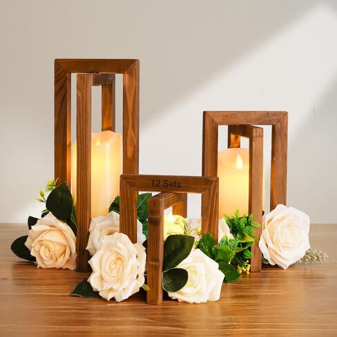 12 قطعة من قطع مركزية للزفاف من OurWarm للطاولات، قطع مركزية خشبية قابلة للطي للطاولات المركزية لحفلات الزفاف، فوانيس ريفية بنية للقطع المركزية لتزيين حفلات الزفاف in Kuwait