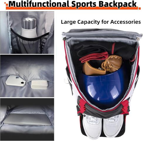 TPAID Baseball Backpack Large Capacity Softball Bag with Shoes Compartment and Fence Hook, Lightweight Baseball Equipment Bag Holds Bats, Helmets, Gloves, Hats, Clothes, Shoes in Saudi Arabia