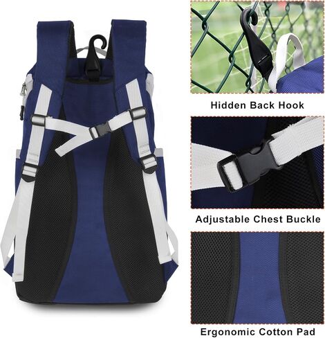 TPAID Baseball Backpack Large Capacity Softball Bag with Shoes Compartment and Fence Hook, Lightweight Baseball Equipment Bag Holds Bats, Helmets, Gloves, Hats, Clothes, Shoes in Saudi Arabia
