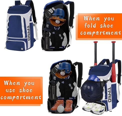 TPAID Baseball Backpack Large Capacity Softball Bag with Shoes Compartment and Fence Hook, Lightweight Baseball Equipment Bag Holds Bats, Helmets, Gloves, Hats, Clothes, Shoes in Saudi Arabia