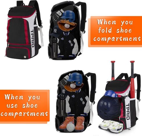 TPAID Baseball Backpack Large Capacity Softball Bag with Shoes Compartment and Fence Hook, Lightweight Baseball Equipment Bag Holds Bats, Helmets, Gloves, Hats, Clothes, Shoes in Saudi Arabia