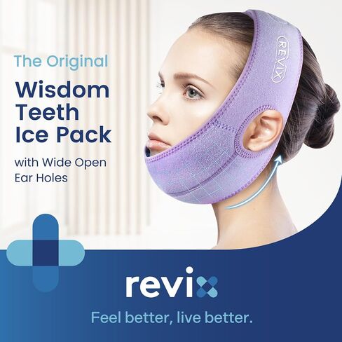 REVIX Wisdom Teeth Ice Packs for Oral Surgery Ice Head Wraps with 3D Sewing Design, Extra Snug Fit for Face Cold Packs for Dental Implants, Chin Pain & Wisdom Teeth Recovery, Black 2 Sets in Kuwait