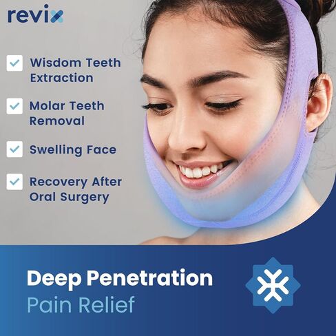 REVIX Wisdom Teeth Ice Packs for Oral Surgery Ice Head Wraps with 3D Sewing Design, Extra Snug Fit for Face Cold Packs for Dental Implants, Chin Pain & Wisdom Teeth Recovery, Black 2 Sets in Kuwait
