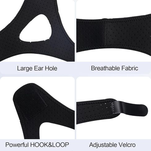 أجهزة مضادة للشخير، حزام ذقن للنوم، حزام ذقن مضاد للشخير لمستخدمي CPAP، حزام ذقن قابل للتعديل وجيد التهوية للرجال والنساء أثناء النوم، شعر غير لاصق، لا يبهت، صديق للبشرة، قطعة واحدة in Kuwait