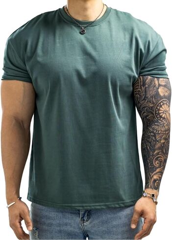 Men's Athletic Fit Breathable Muscle Anti-wrinkle Workout T-Shirt, Shoulder Pads for Enhanced Muscle Definition in Saudi Arabia