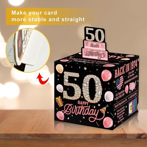 صندوق نقود مفاجئ وردي، هدايا عيد ميلاد سعيد الأربعين للنساء والرجال، صندوق نقود للهدايا النقدية، لوازم زينة وردية لحفلات عيد الميلاد الأربعين (مع 35 حقيبة) in Kuwait