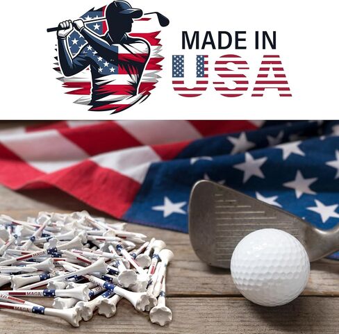 ProActive Sports MAGA 3 ¼ بوصة 100 عبوة من تي شيرتات الجولف البلاستيكية المتينة ذات 6 شقوق تتميز بطباعة العلم الأمريكي الوطني - صُنعت في الولايات المتحدة الأمريكية in Kuwait