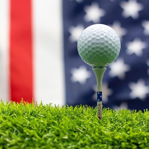 ProActive Sports MAGA 3 ¼ بوصة 100 عبوة من تي شيرتات الجولف البلاستيكية المتينة ذات 6 شقوق تتميز بطباعة العلم الأمريكي الوطني - صُنعت في الولايات المتحدة الأمريكية in Kuwait
