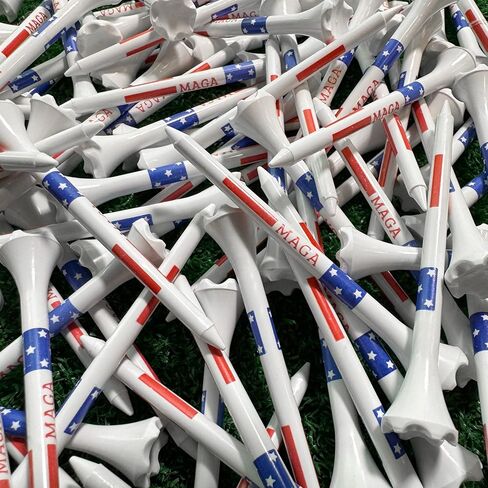 ProActive Sports MAGA 3 ¼ بوصة 100 عبوة من تي شيرتات الجولف البلاستيكية المتينة ذات 6 شقوق تتميز بطباعة العلم الأمريكي الوطني - صُنعت في الولايات المتحدة الأمريكية in Kuwait